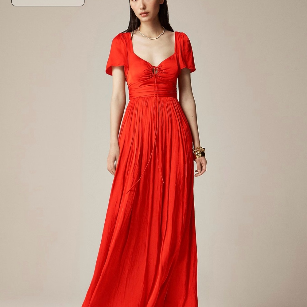 J. Crew Scarlet Red Maxi Dress with Sweetheart Neckline